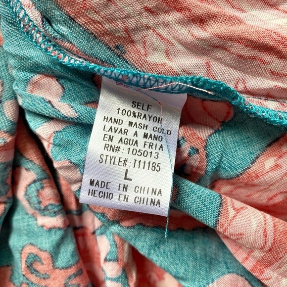 Emily Wonder Green and Pink Paisley Print V-Neck Long Sleeve Top - Picture 8 of 14